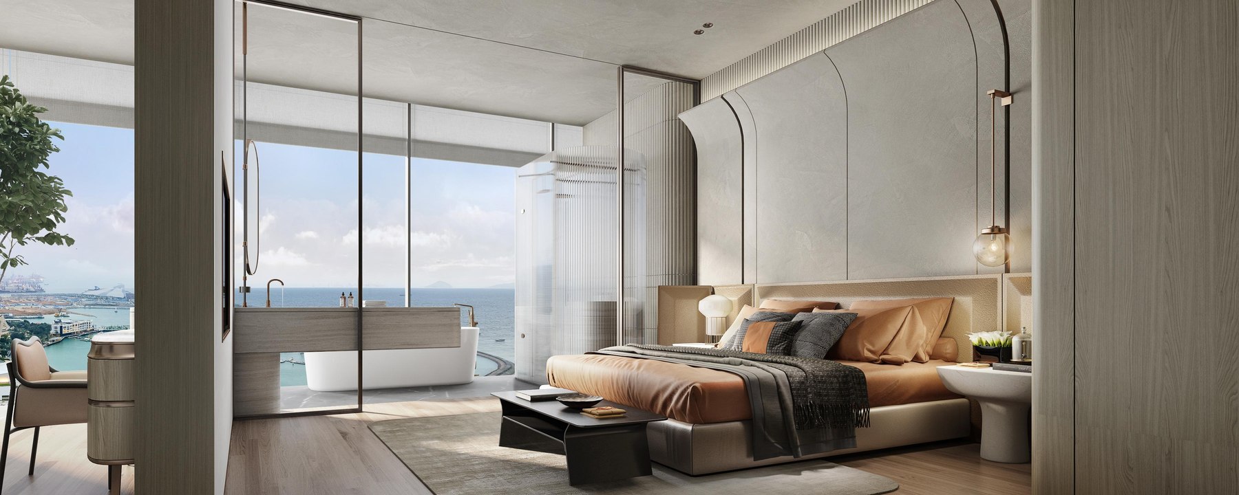 Waterfront bedroom and lounge design study